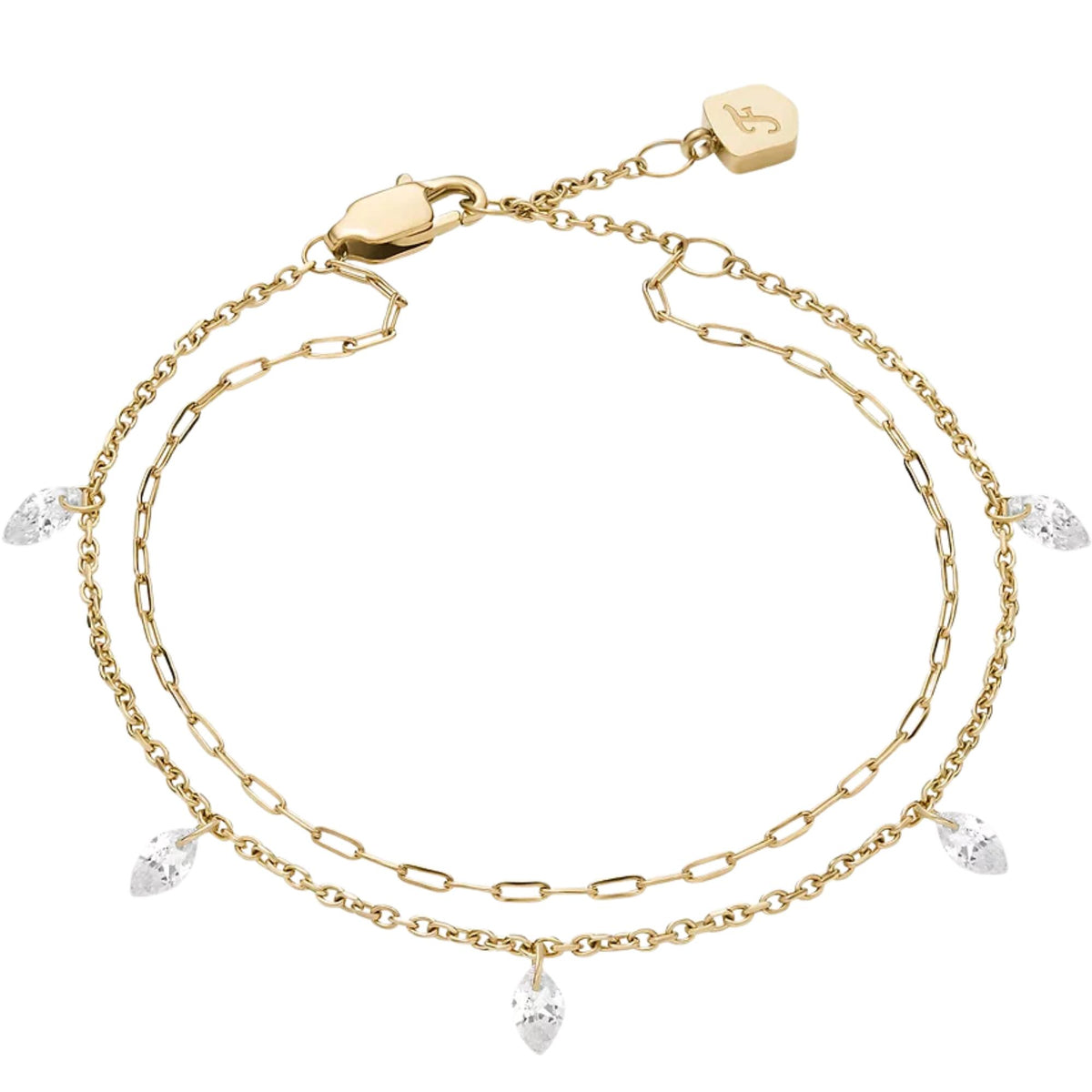 Fossil Ellis Shaky Glitz Gold Steel Ladies Bracelet JF04895710