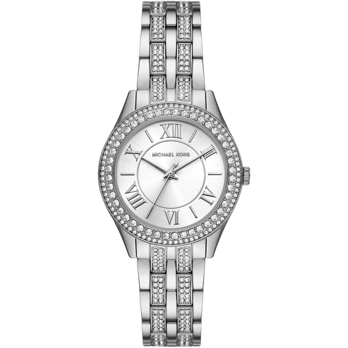 Michael Kors Harlowe Pavé 33mm White Dial Steel Ladies Quartz Watch MK7653