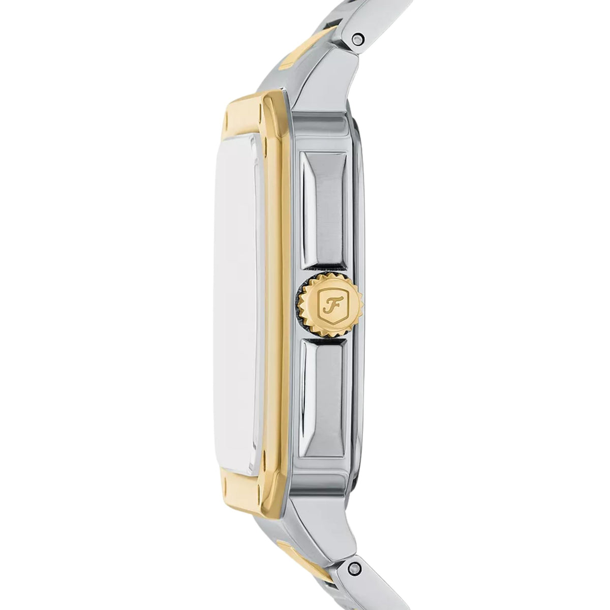 Fossil Crosby FS6123 side profile view showing case edge and signed crown