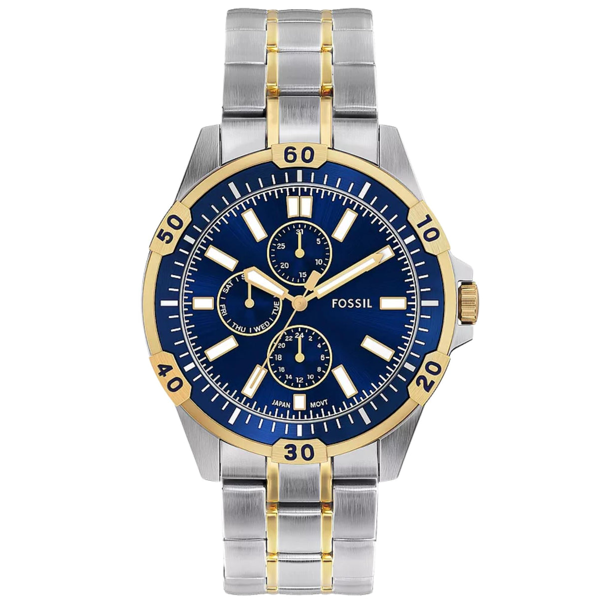 Fossil Garrett 44mm Multifunction Blue Dial Steel Mens Quartz Watch FS6146