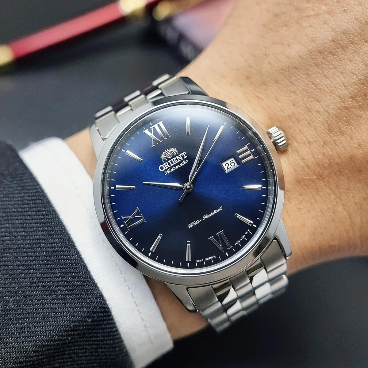 Orient Symphony 41mm Blue Dial Steel Mens Automatic Watch RA-AC0F09L30B