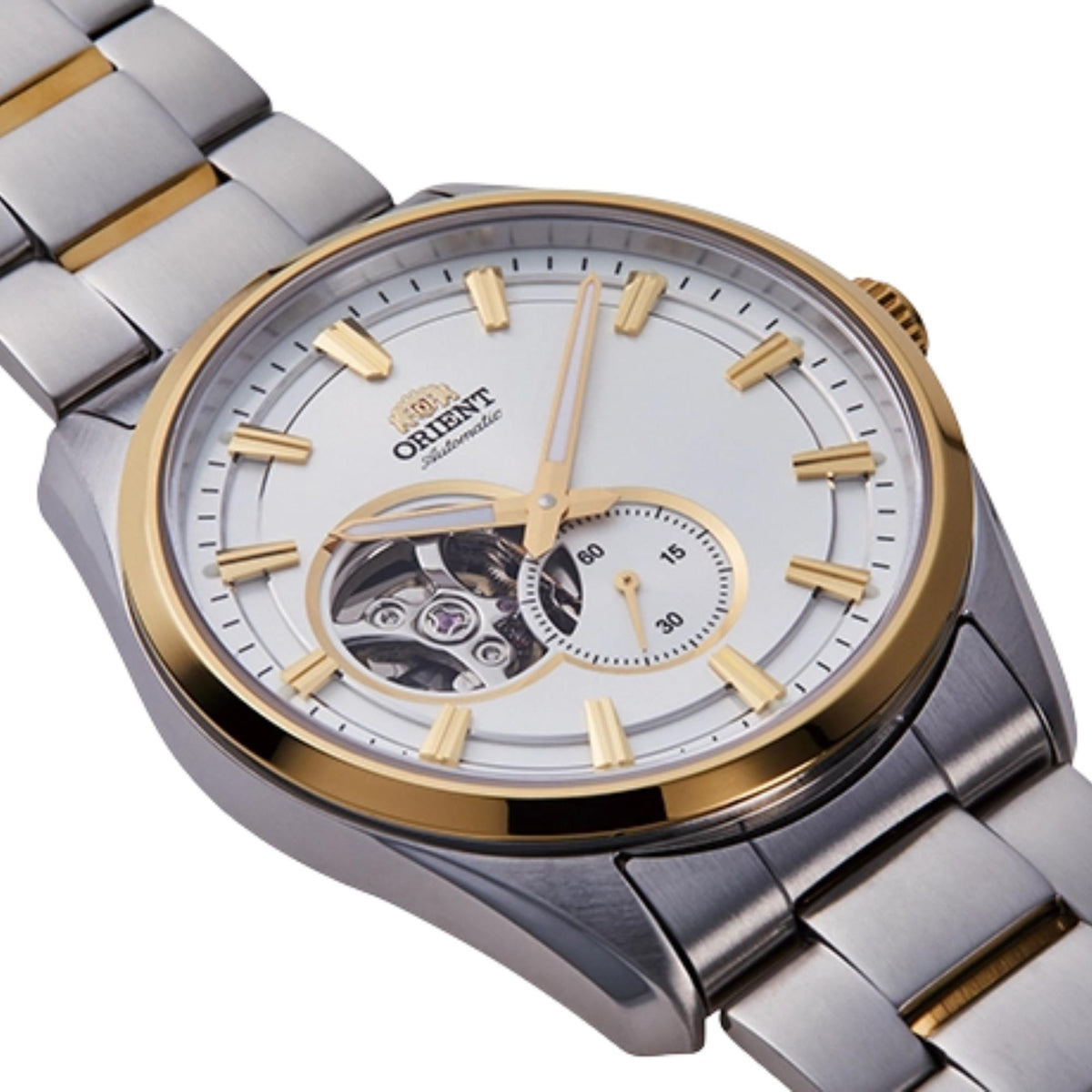 Orient Stretto 'Semi Skeleton' 41mm White Dial Steel Mens Automatic Watch RA-AR0001S30B