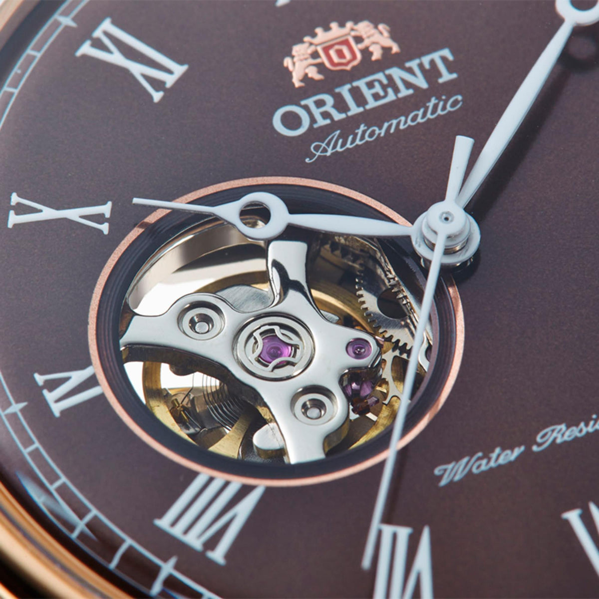 Orient Open Heart 43mm Brown Dial Leather Mens Automatic Watch TAG00001T0