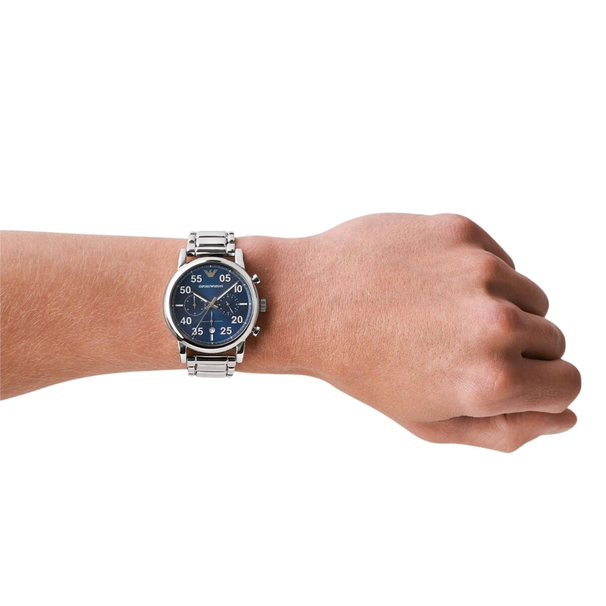 Emporio Armani Luigi 43mm Chronograph Blue Dial Steel Mens Quartz Watch AR11132