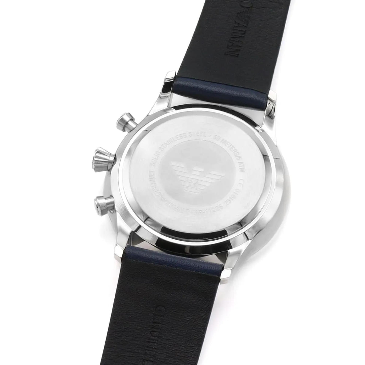Emporio Armani Giovanni 43mm Chronograph Blue Dial Leather Mens Quartz Watch AR11226