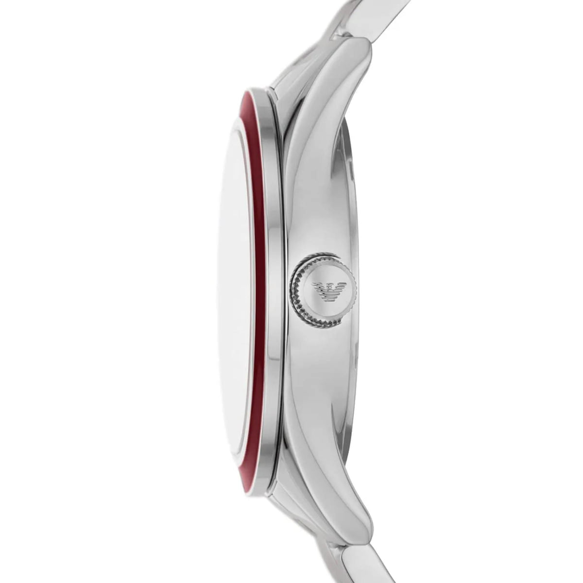 Emporio Armani Leo 36mm Red Dial Steel Ladies Quartz Watch AR11544
