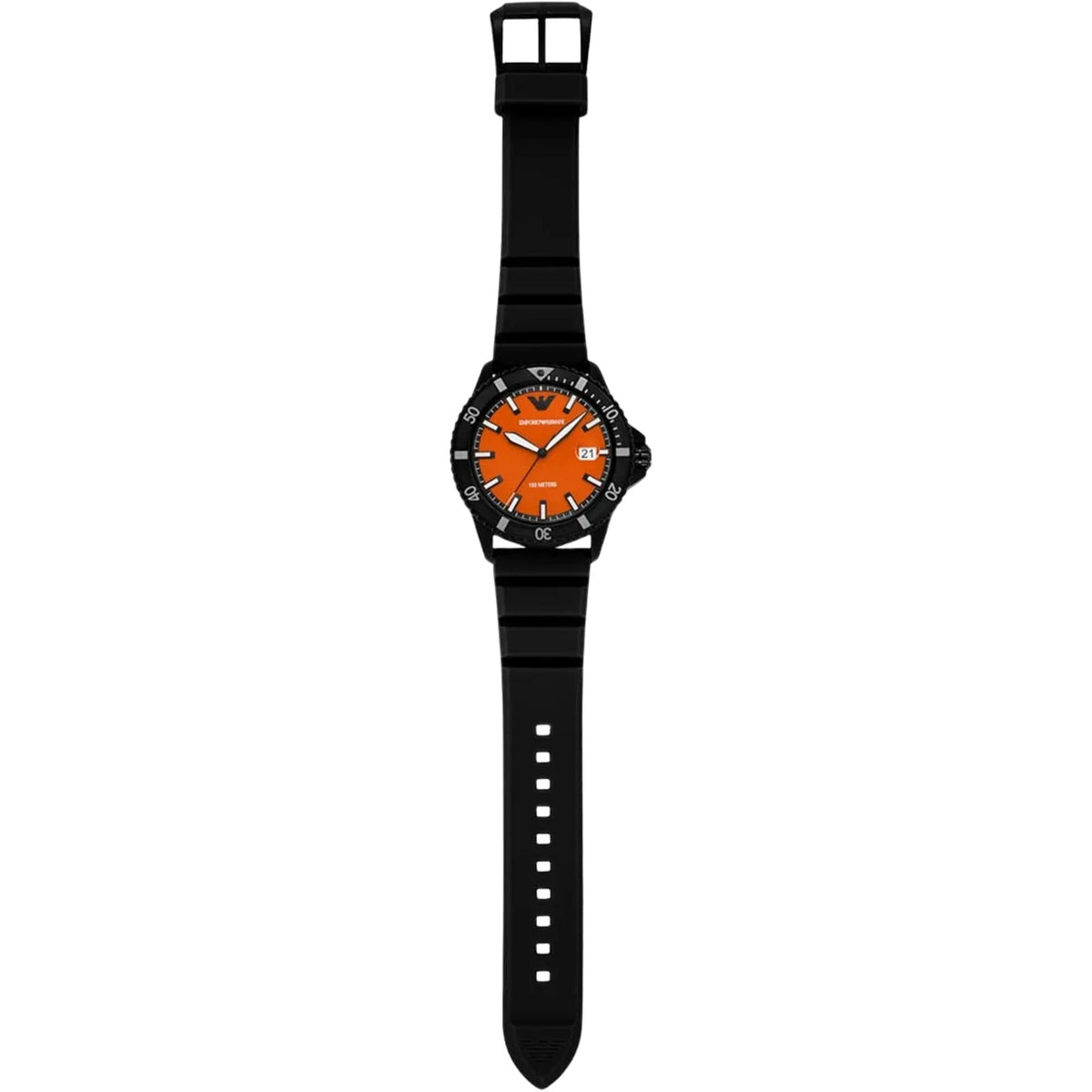 Emporio Armani World Explorer 42mm Orange Dial Silicone Mens Quartz Watch AR11684