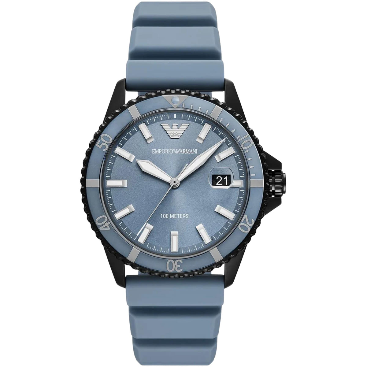 Emporio Armani World Explorer 42mm Blue Dial Silicone Mens Quartz Watch AR11685