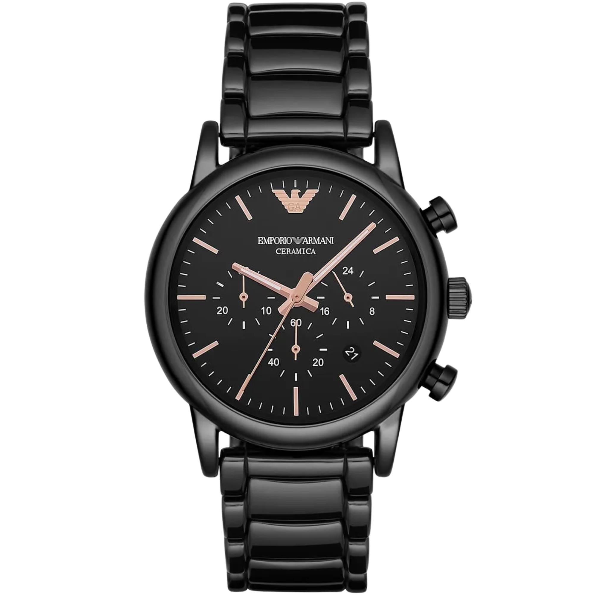 Emporio Armani Luigi 43mm Black Dial Ceramic Mens Watch AR1509