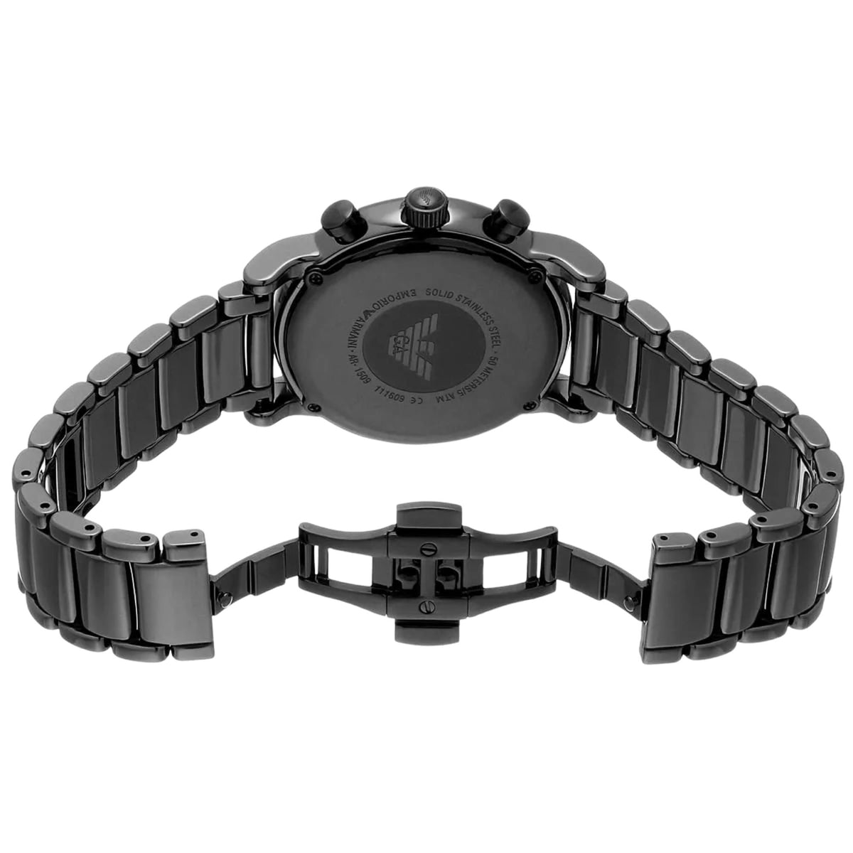 Emporio Armani Luigi 43mm Chronograph Black Dial Ceramic Mens Quartz Watch AR1509