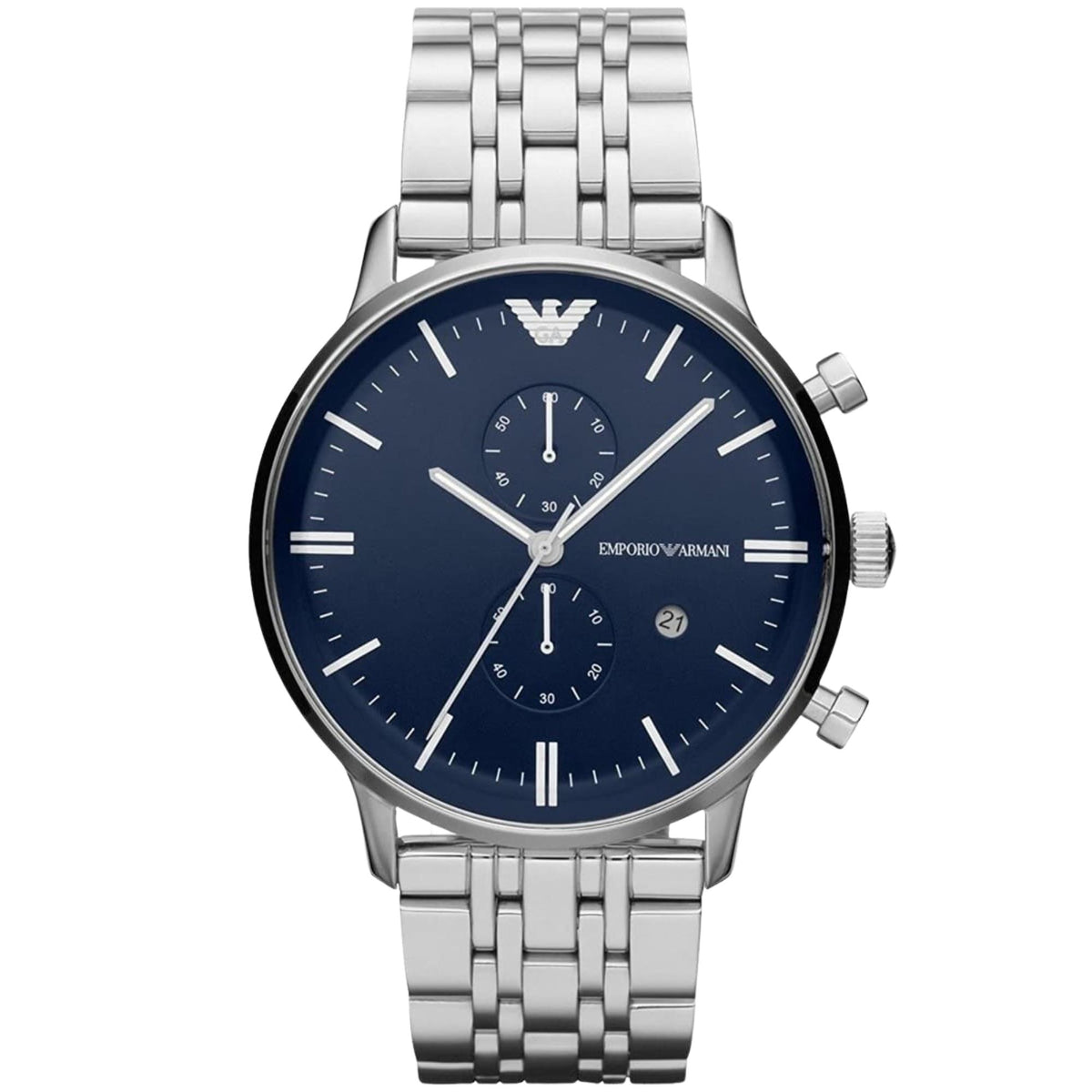 Emporio Armani Gianni 43mm Chronograph Blue Dial Steel Mens Quartz Watch AR1648
