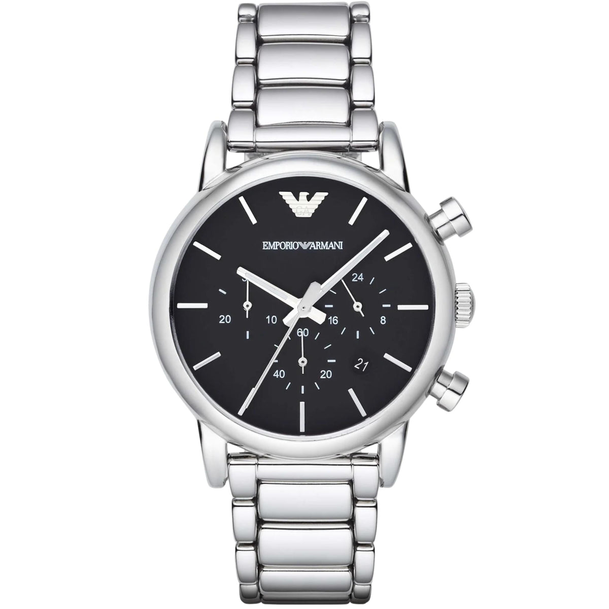 Emporio Armani Luigi 41mm Chronograph Black Dial Steel Mens Quartz Watch AR1853