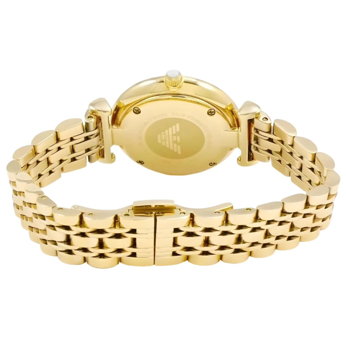 Emporio Armani Gianni T-Bar 32mm Mother of Pearl Dial Yellow Gold-Tone Steel Ladies Quartz Watch AR1907