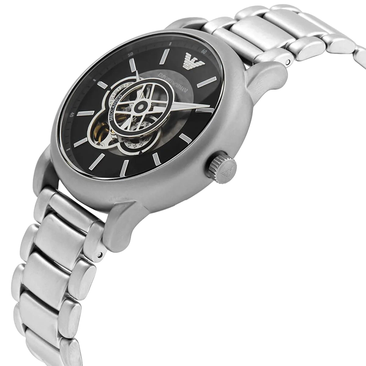 Emporio Armani Meccanico 43mm Black Dial Steel Mens Automatic Watch AR60021