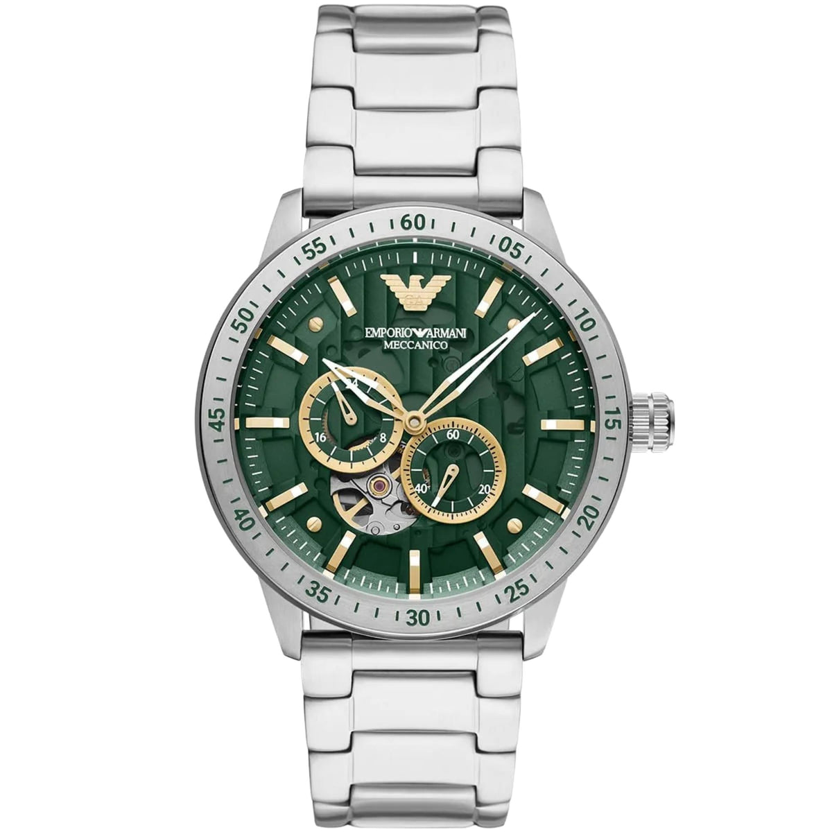 Emporio Armani Mario 43mm Green Dial Steel Mens Automatic Watch AR60053