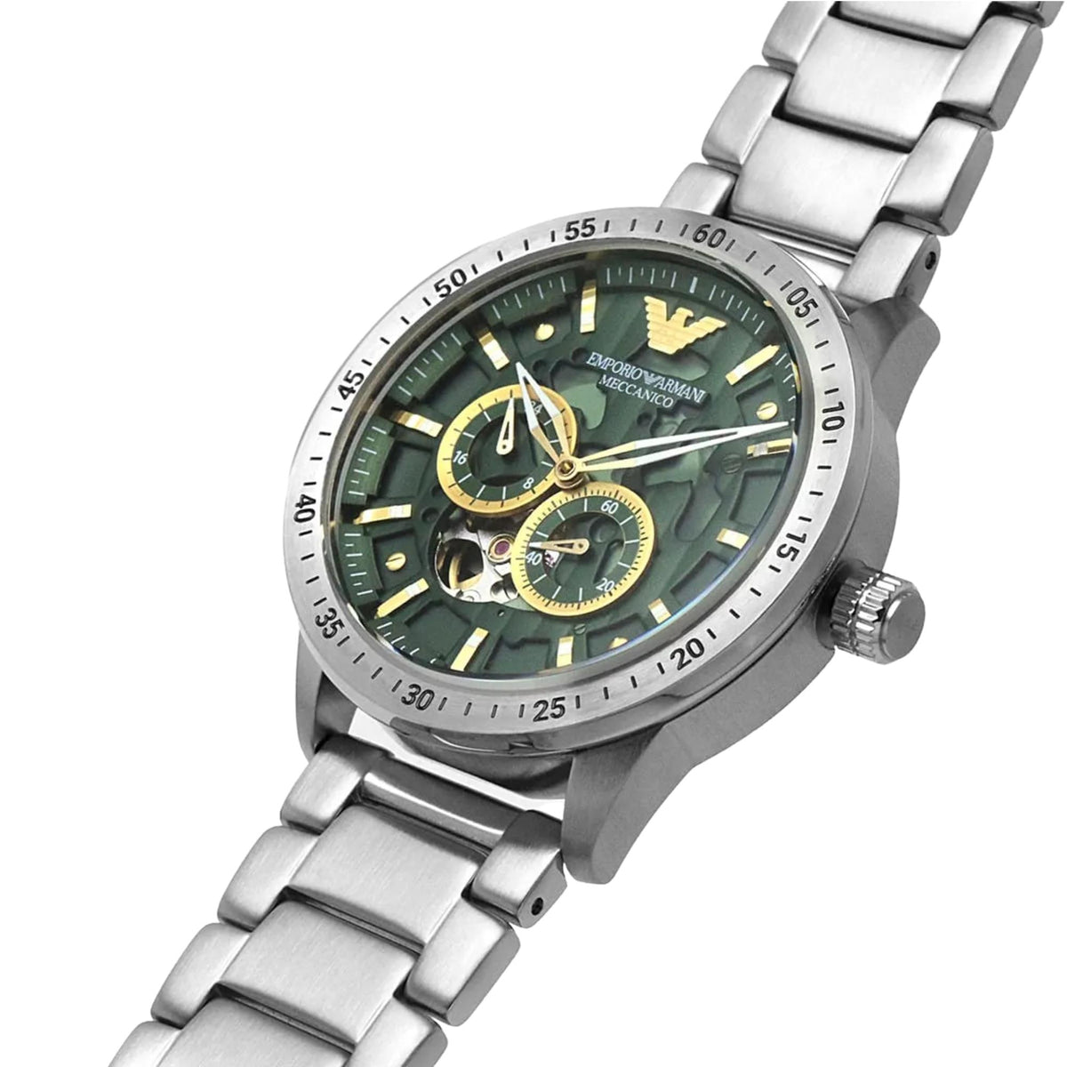 Emporio Armani Mario 43mm Green Dial Steel Mens Automatic Watch AR60053