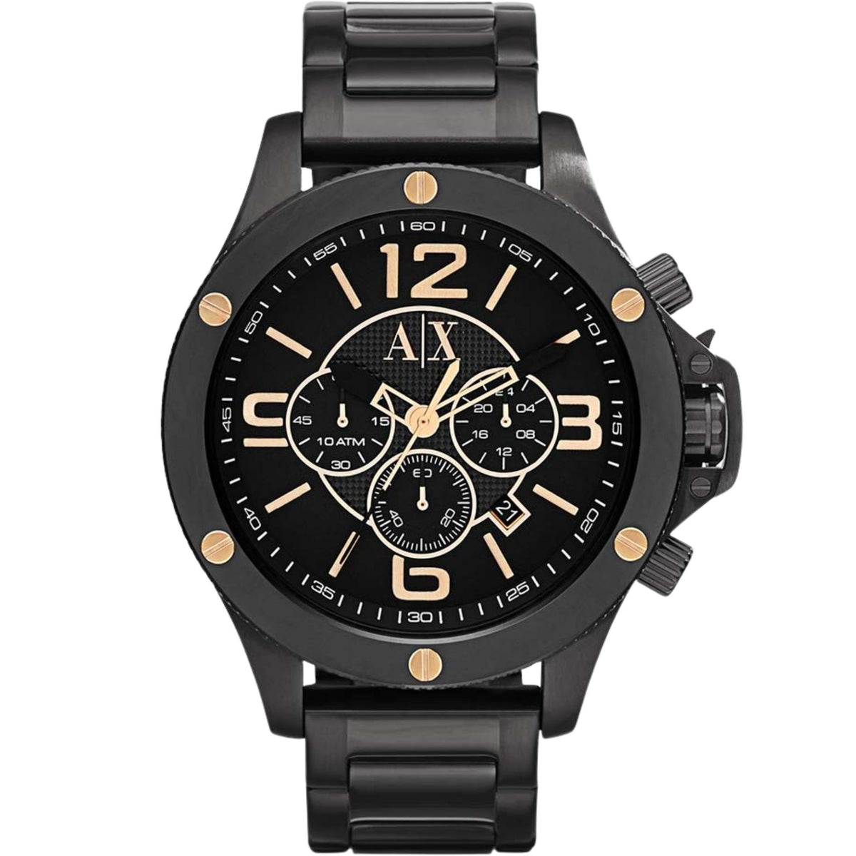 Armani Exchange Wellworn 48mm Chronograph Black Dial Steel Mens Quartz Watch AX1513