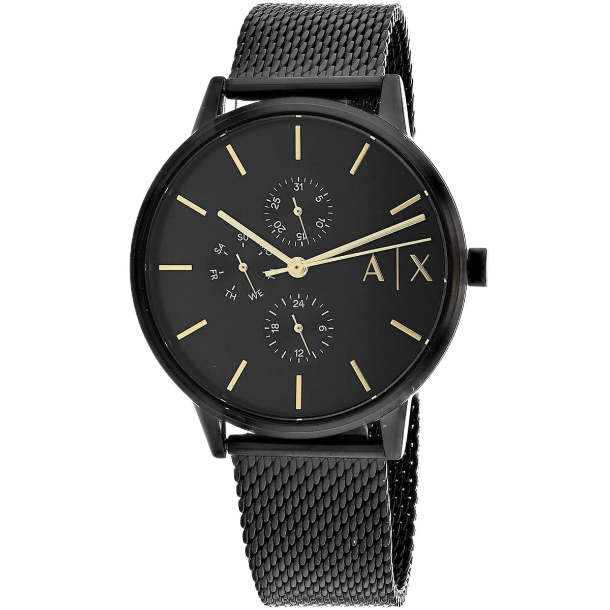Armani Exchange Cayde 42mm Multifunction Black Dial Steel Mens Quartz Watch AX2716