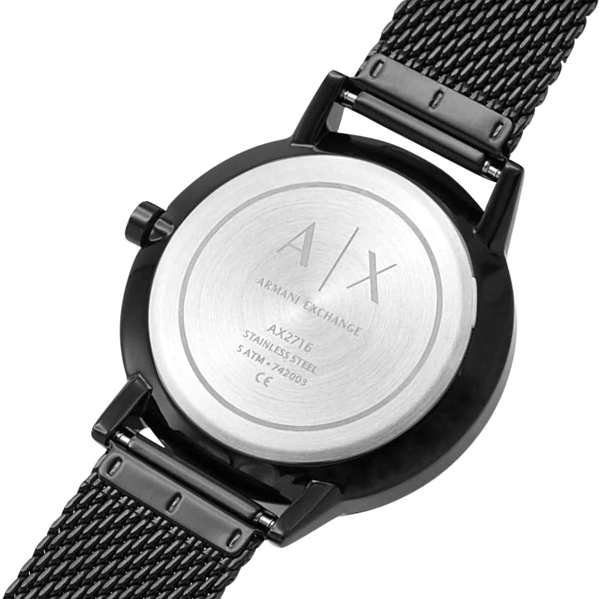 Armani Exchange Cayde 42mm Multifunction Black Dial Steel Mens Quartz Watch AX2716