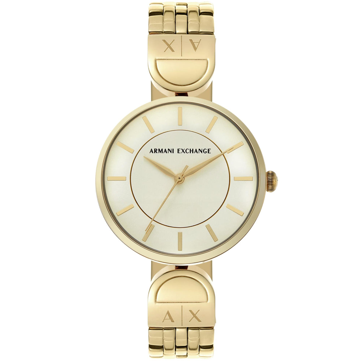 Armani Exchange Brooke 38mm Champagne Dial Yellow Gold-Tone Steel Ladies Quartz Watch AX5385