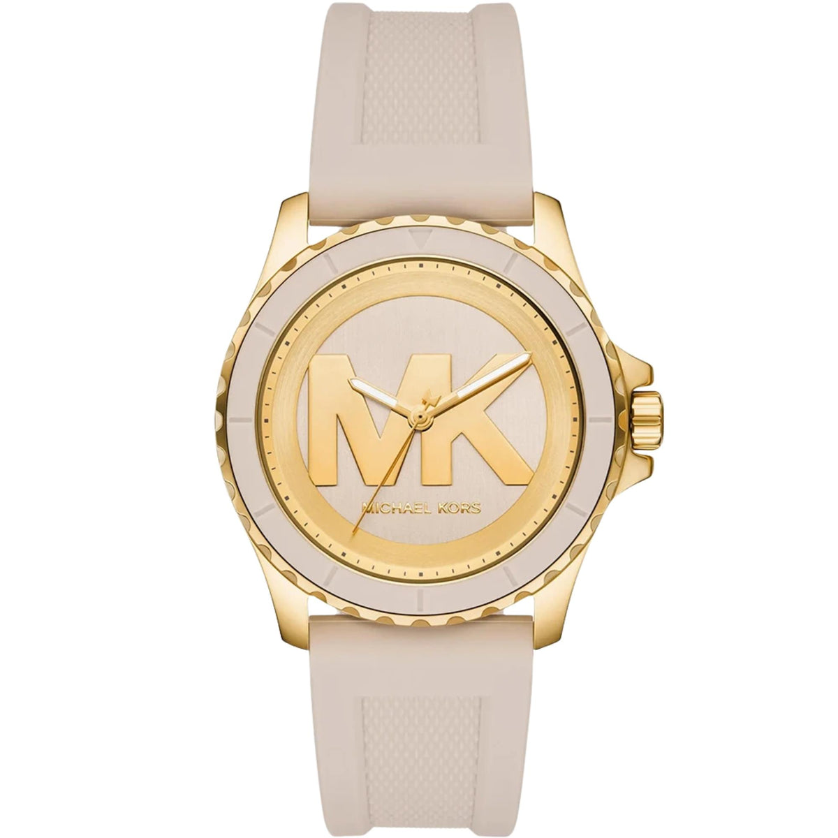 Michael Kors Everest 40mm Beige Dial Yellow Gold-Tone Steel Silicone Ladies Quartz Watch MK7662