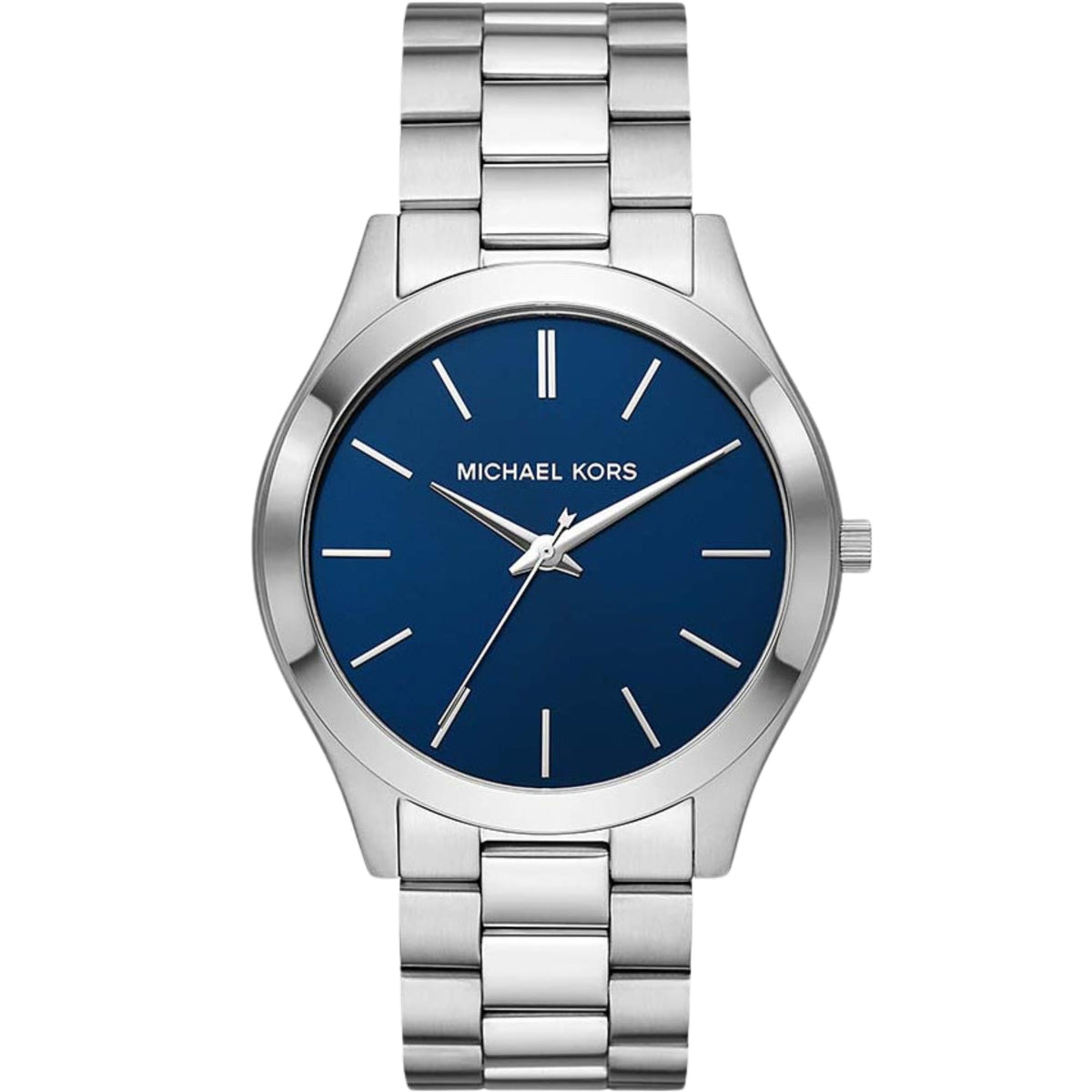 Michael Kors Slim Runway 44mm Blue Dial Steel Mens Quartz Watch MK8988