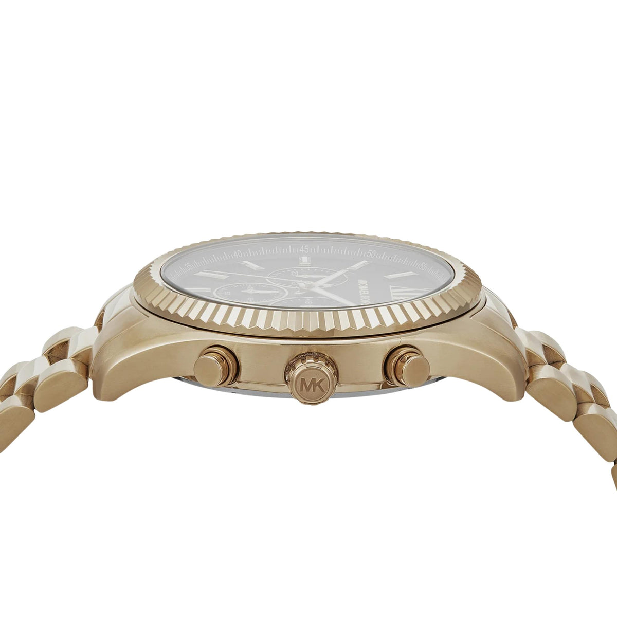 Michael Kors Lexington 44mm Chronograph Black Dial Yellow Gold-Tone Steel Mens Quartz Watch MK9155