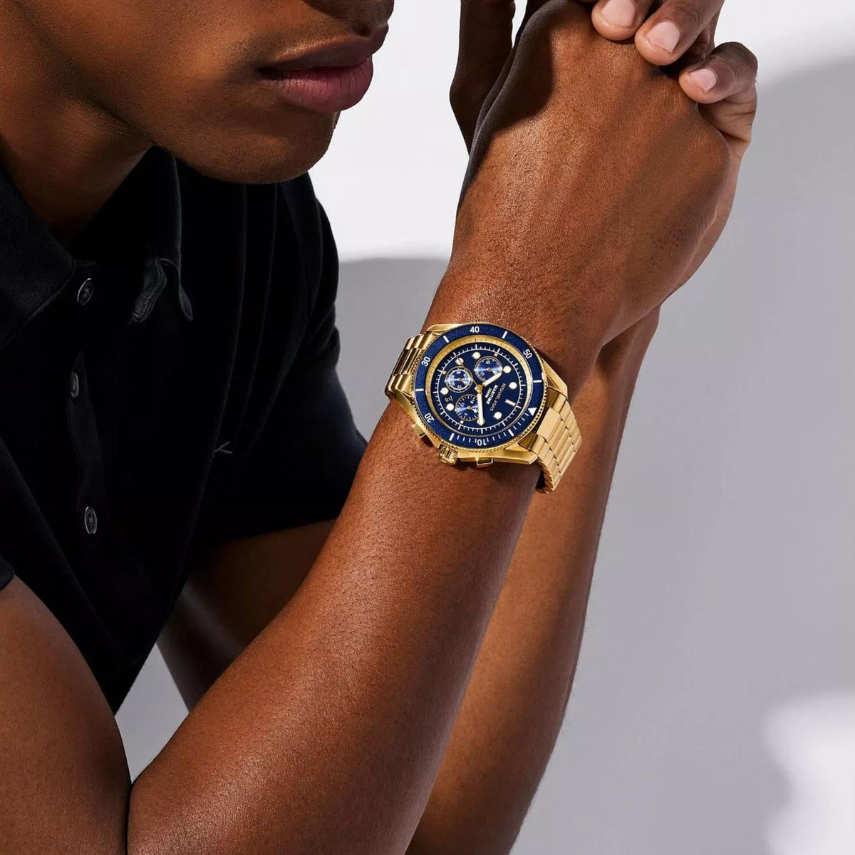 Michael Kors Maritime 45mm Chronograph Blue Dial Yellow Gold-Tone Steel Mens Quartz Watch MK9202