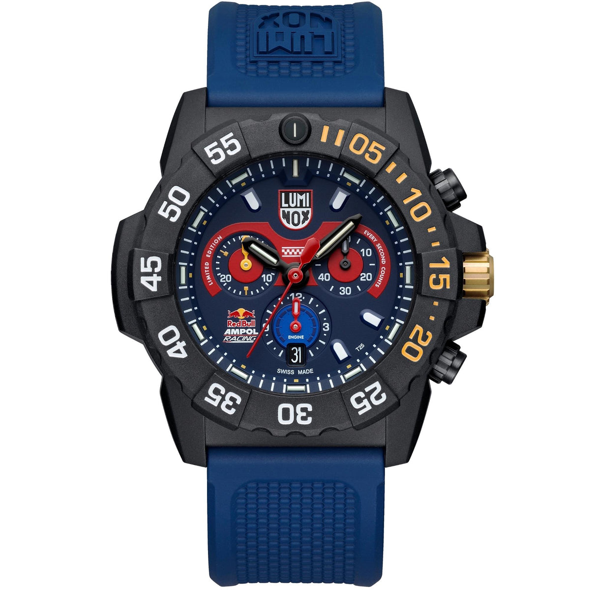 Luminox Navy SEAL 'Red Bull Ampol Racing' 3580 Series 45mm Limited Edition Blue Dial Ruber Mens Quartz Watch XS.3581.ARB.N