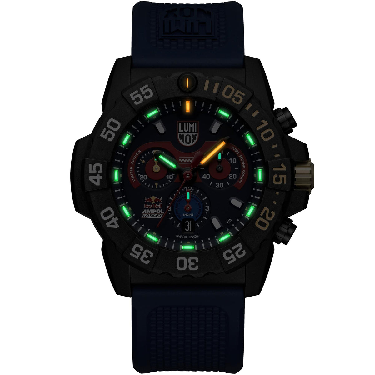 Luminox Navy SEAL 'Red Bull Ampol Racing' 3580 Series 45mm Limited Edition Blue Dial Ruber Mens Quartz Watch XS.3581.ARB.N