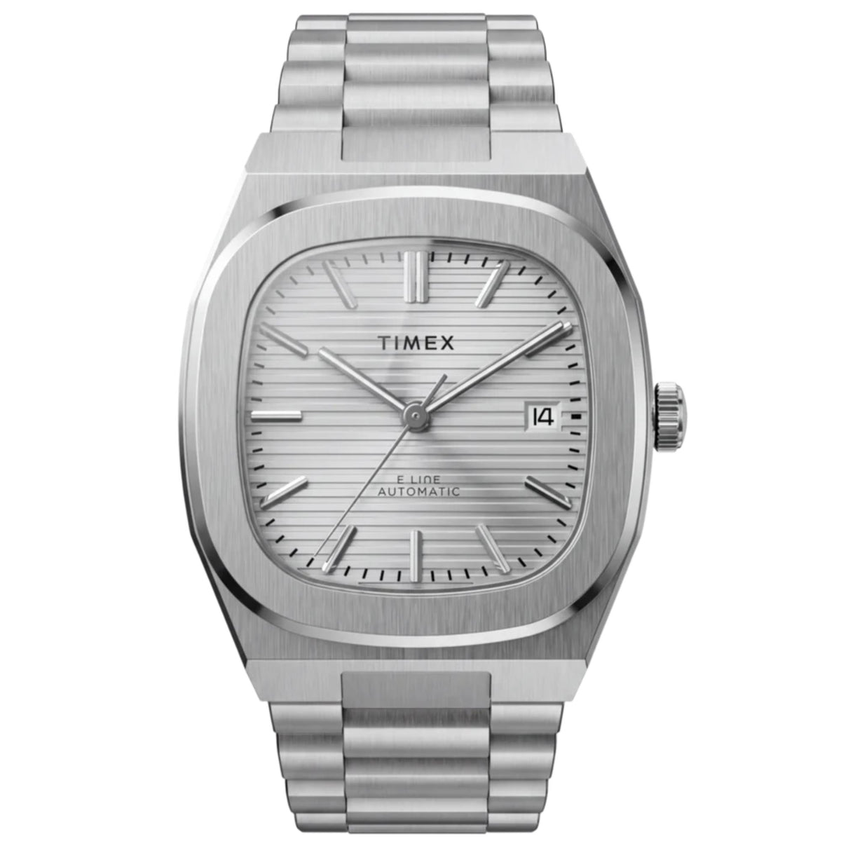 Timex E Line 38mm Silver Dial Steel Mens Automatic Watch TW6A00500