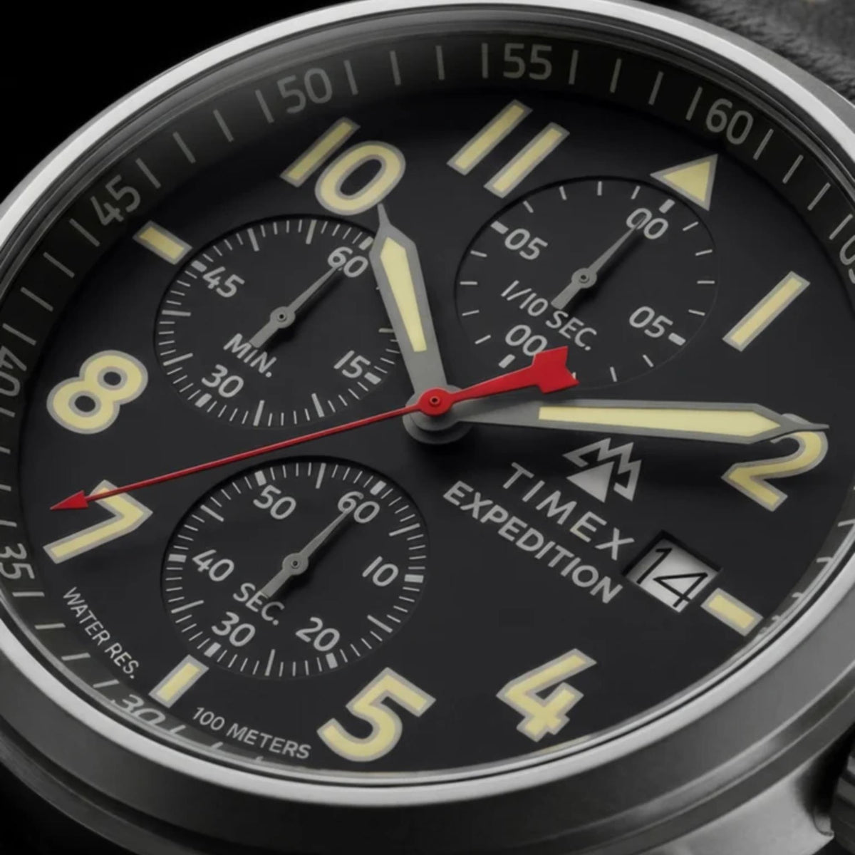Timex Expedition Sierra 43mm Chronograph Black Dial Leather Mens Quartz Watch TW2Y89200