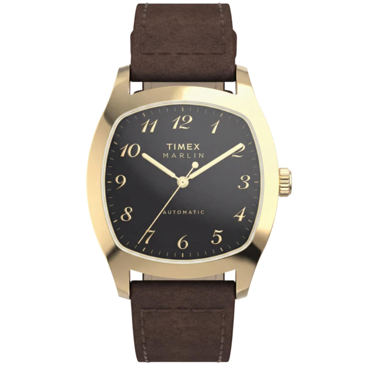 Timex Marlin Chatham 36mm Black Dial Yellow Gold-Tone Steel Leather Mens Automatic Watch TW2Y84500
