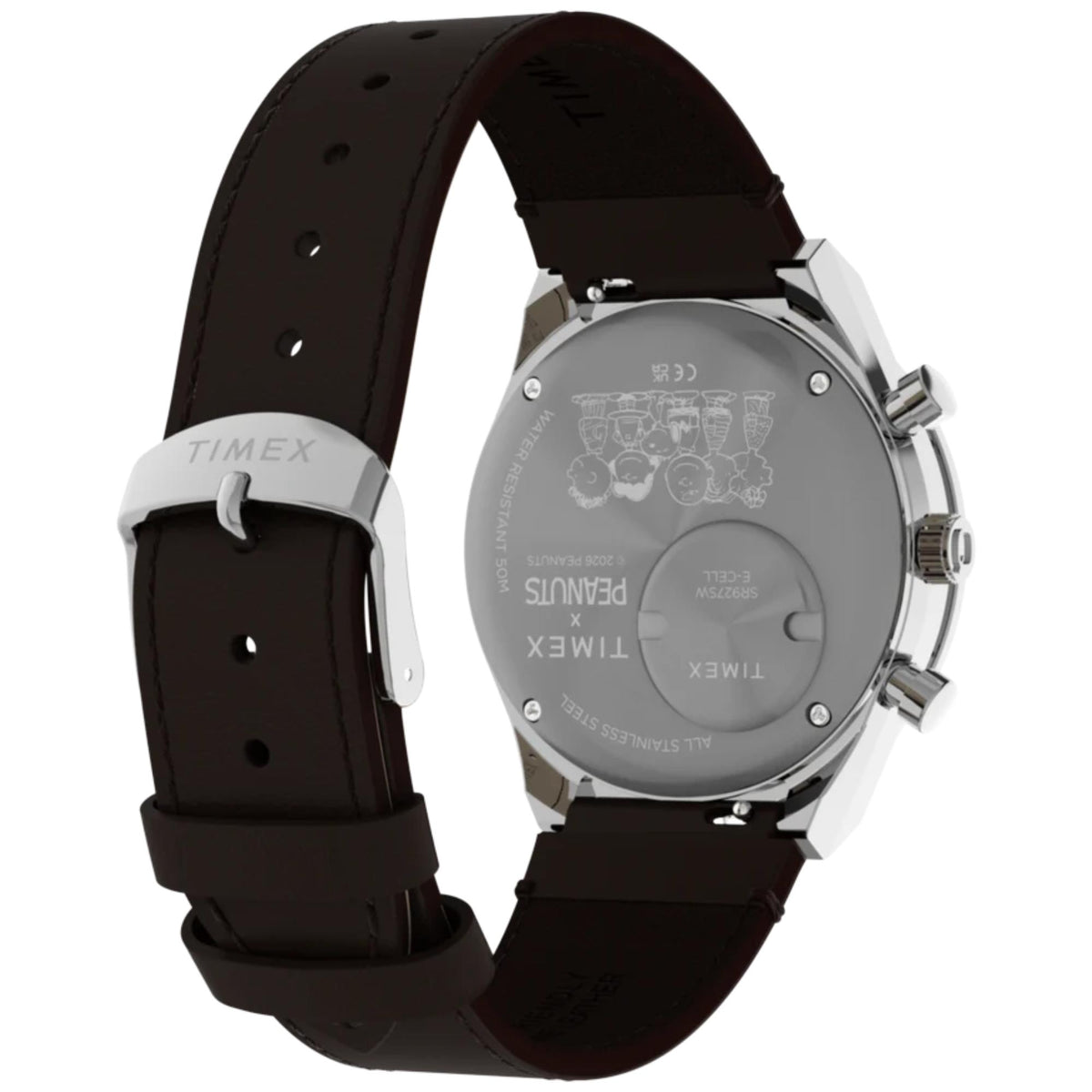 Timex Peanuts x Q Timex 40mm Chronograph Green Dial Leather Mens Quartz Watch TW6A04400