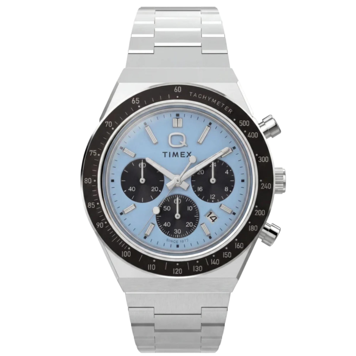 Timex Q Timex 40mm Chronograph Blue Dial Steel Mens Quartz Watch TW2Y88600
