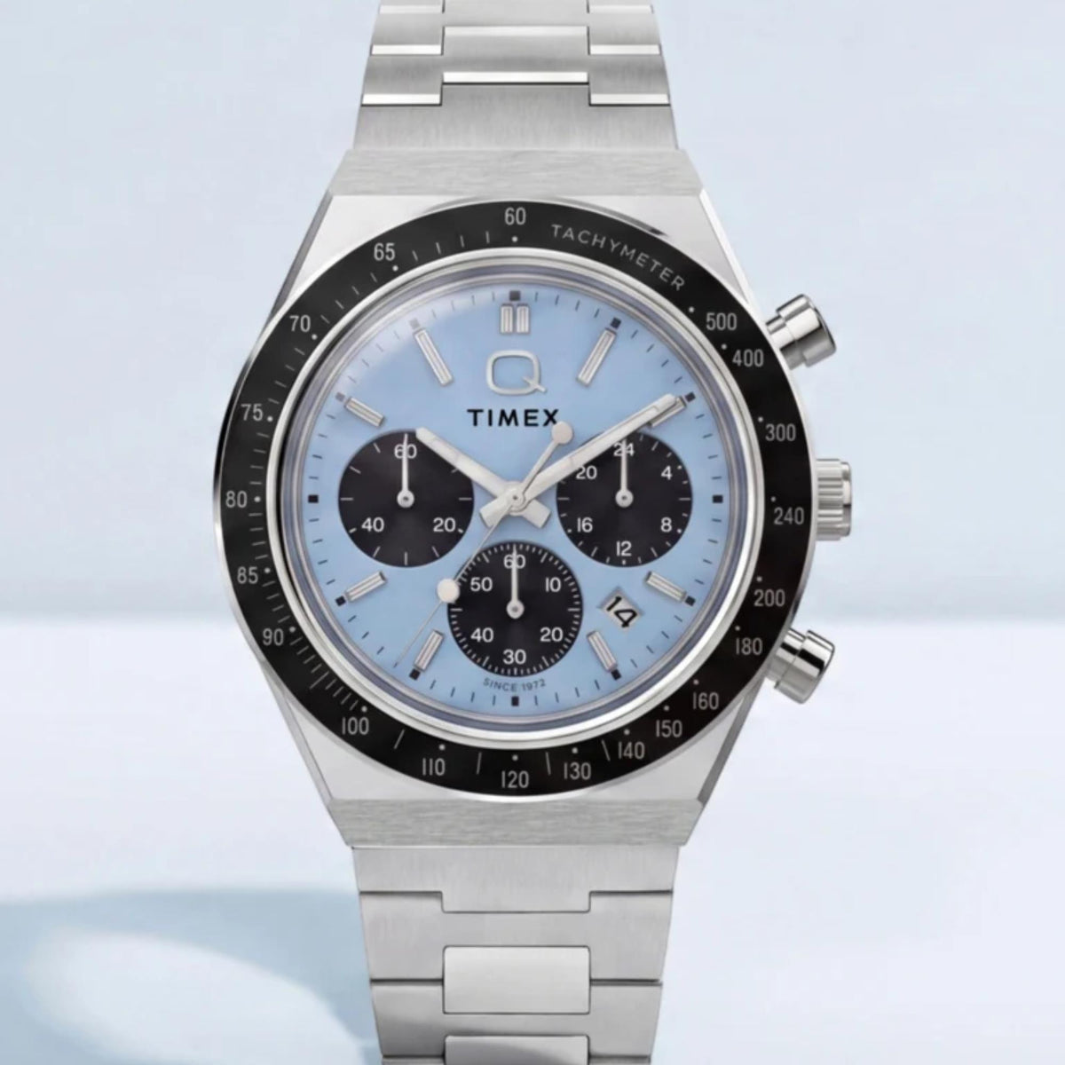 Timex Q Timex 40mm Chronograph Blue Dial Steel Mens Quartz Watch TW2Y88600