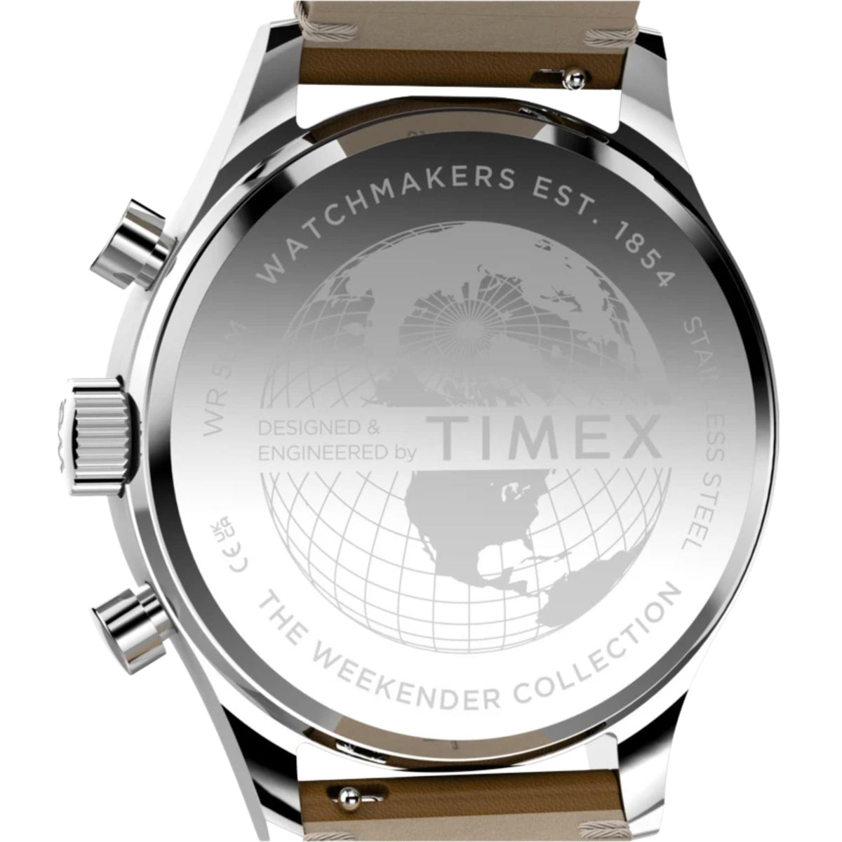 Timex Weekender New England 40mm Chronograph Cream Dial Leather Mens Quartz Watch TW2Y85000