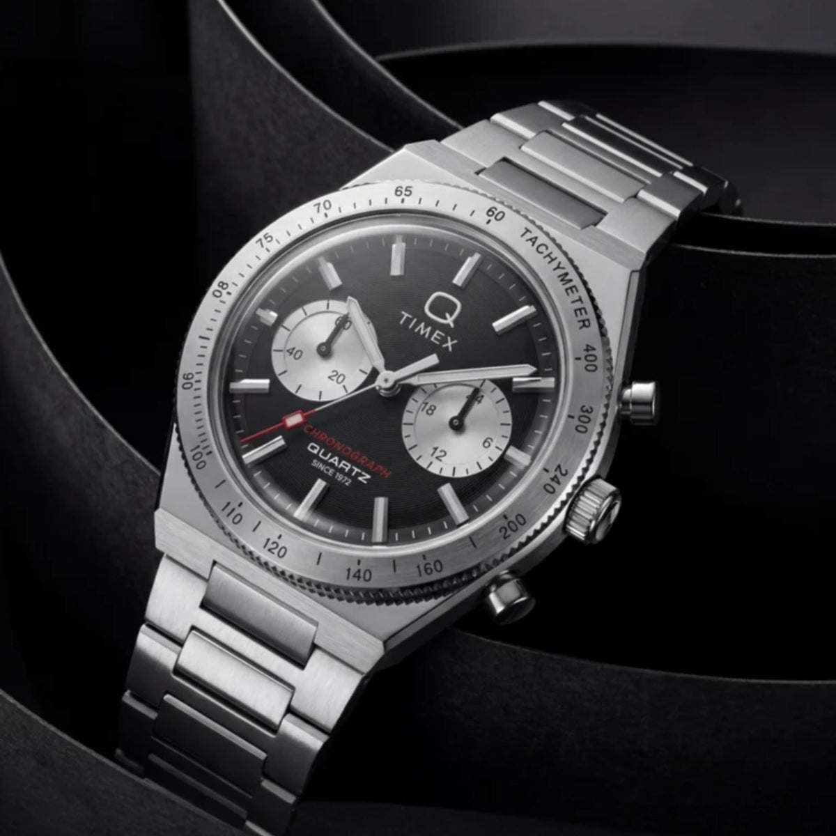 Timex Q Timex Continental 36mm Chronograph Black Dial Steel Quartz Watch TW2Y93200
