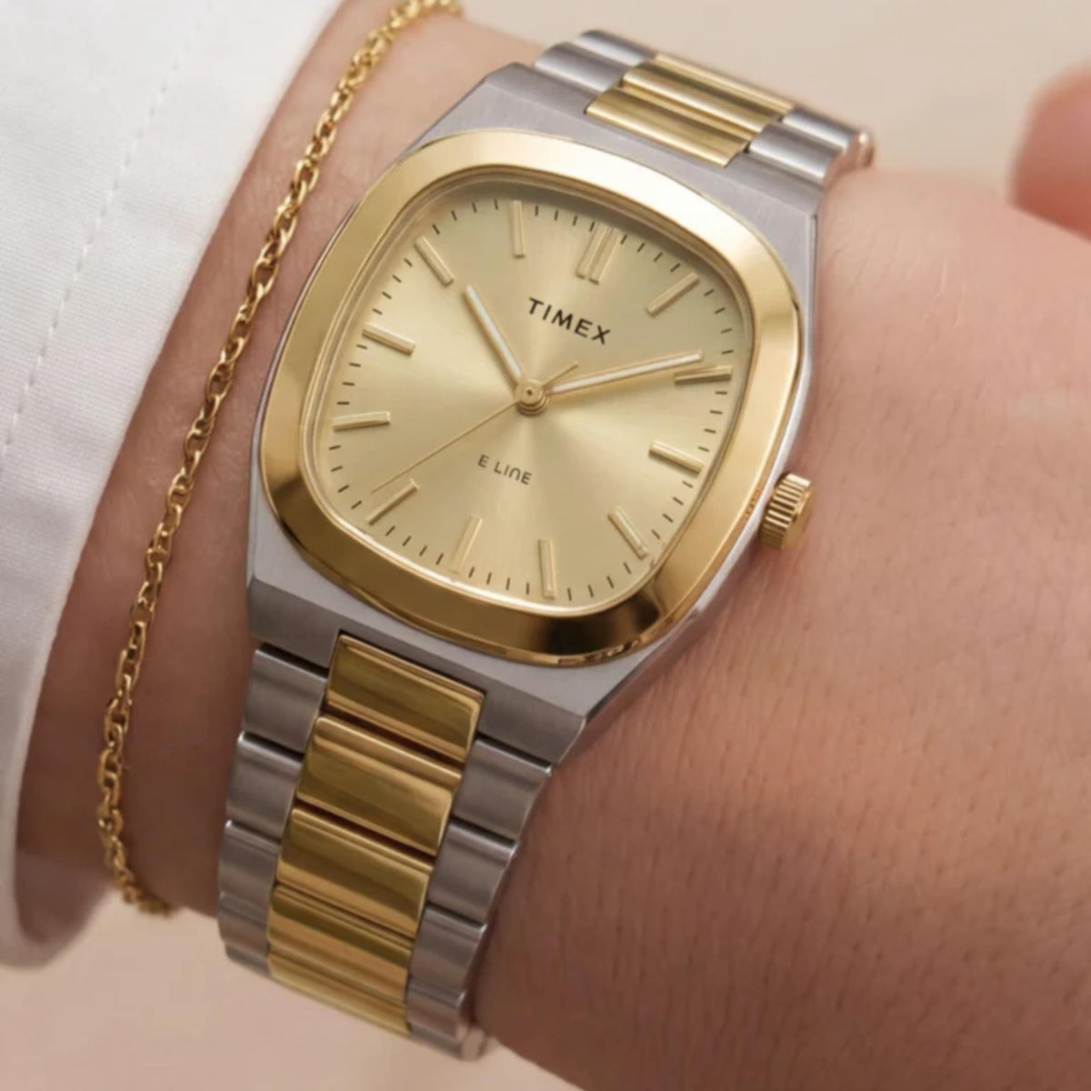 Timex E Line 30mm Champagne Dial Two-Tone Steel Ladies Quartz Watch TW6A00800