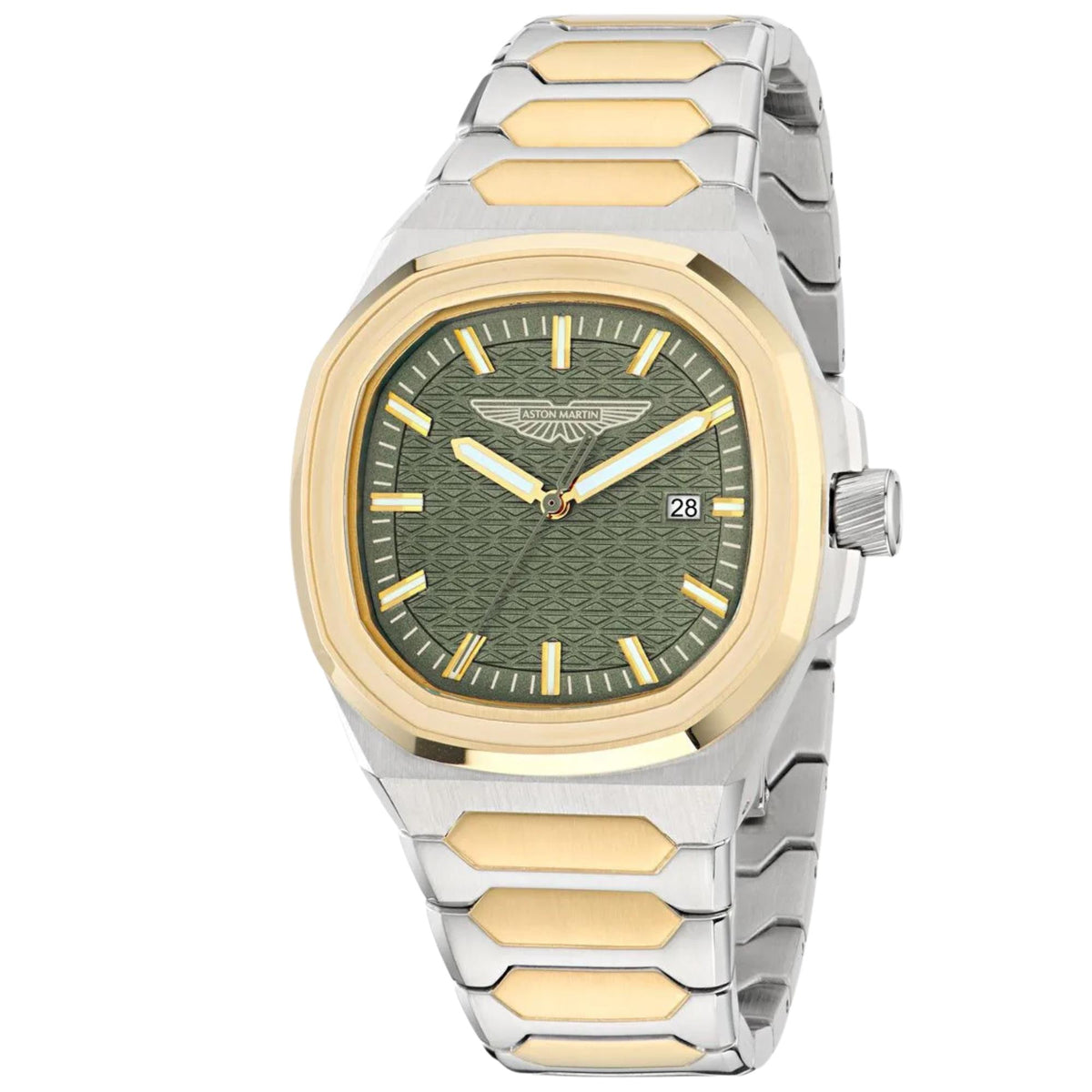 Aston Martin Icon GPQ 39mm Green Dial Two-Tone Steel Mens Quartz Watch MTIG3F603
