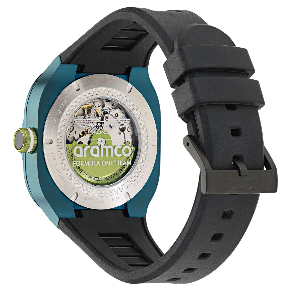 Aston Martin Aramco Formula One Team CMB 42mm Green Dial Silicone Mens Automatic Watch MTFC1F602