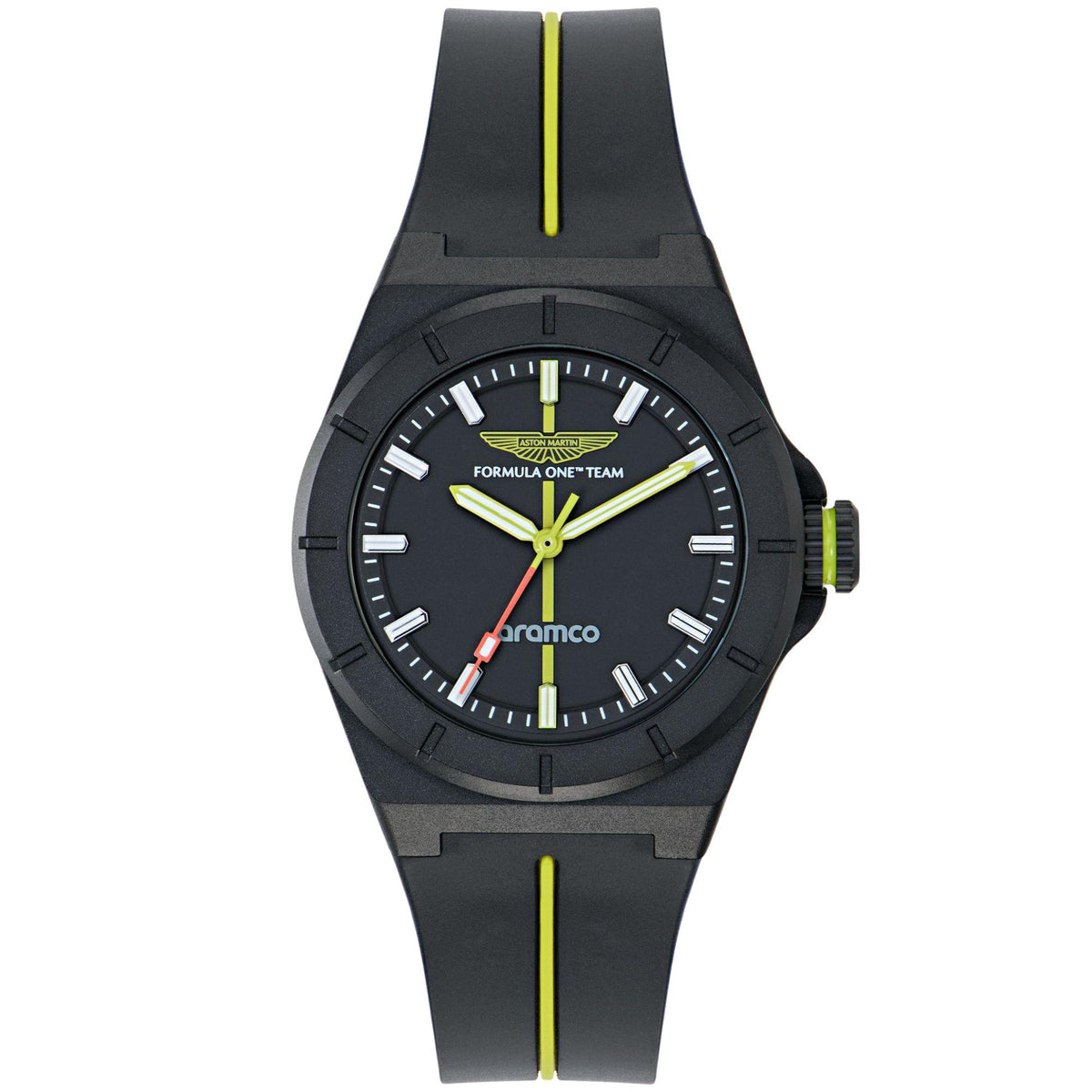 Aston Martin Aramco Formula One Team SHD 38mm Black Dial Silicone Mens Quartz Watch MTFH1F601