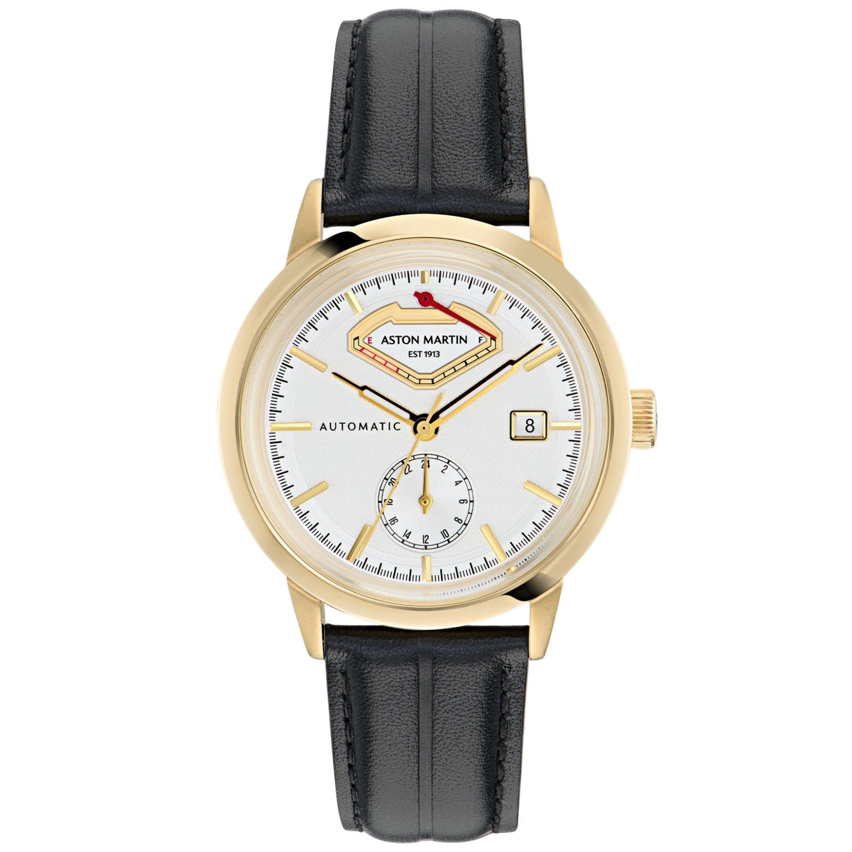 Aston Martin Timeless TS3 40mm Power Reserve White Dial Yellow Gold-Tone Steel Leather Mens Automatic Watch MTTS3F601
