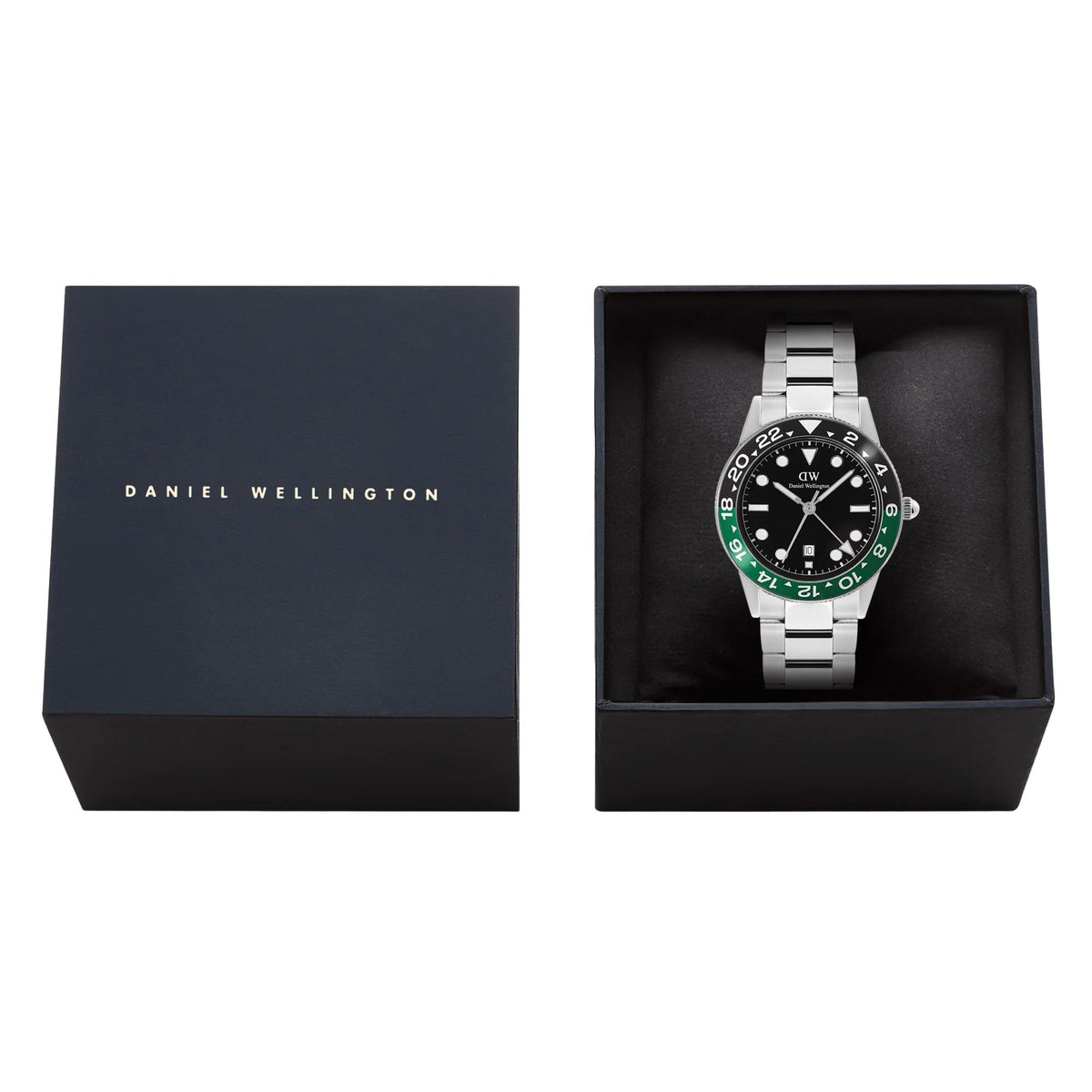 Daniel Wellington Iconic 40mm GMT Black Dial Steel Mens Quartz Watch DW00100920