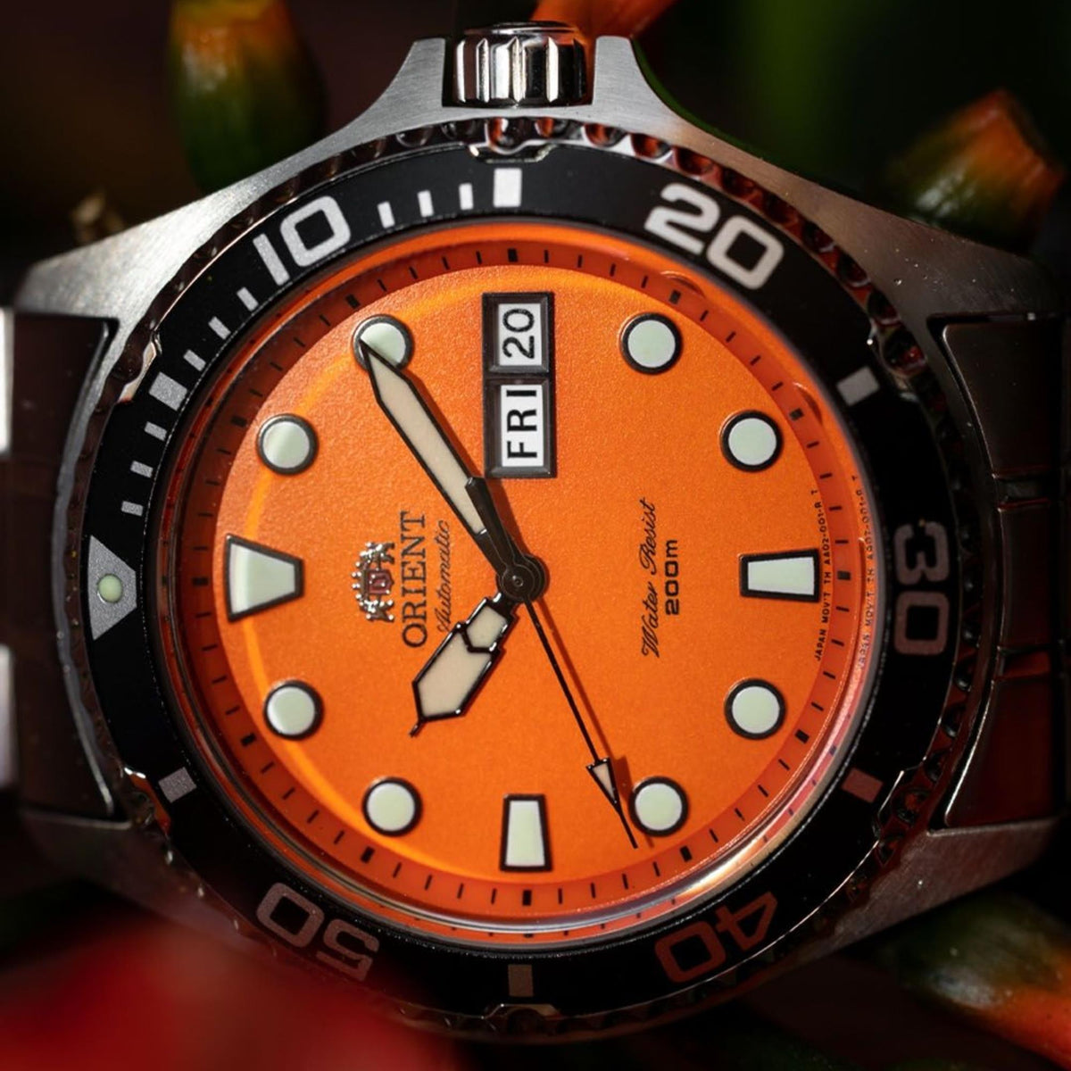 Orient Ray 41.5mm Orange Dial Steel Mens Automatic Watch TAA02006M9