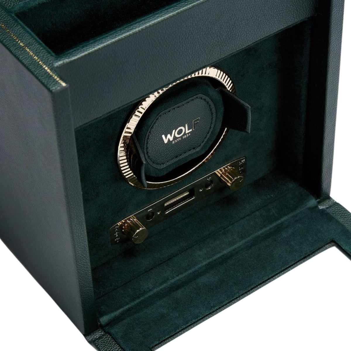 WOLF British Racing Green Single Watch Winder with Storage 792141