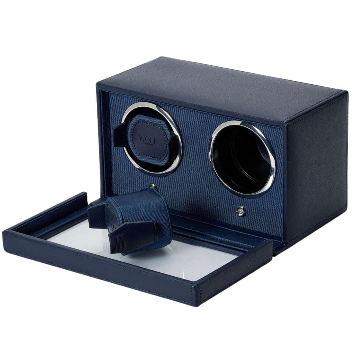 WOLF Cub Navy Double Watch Winder with Cover 461217