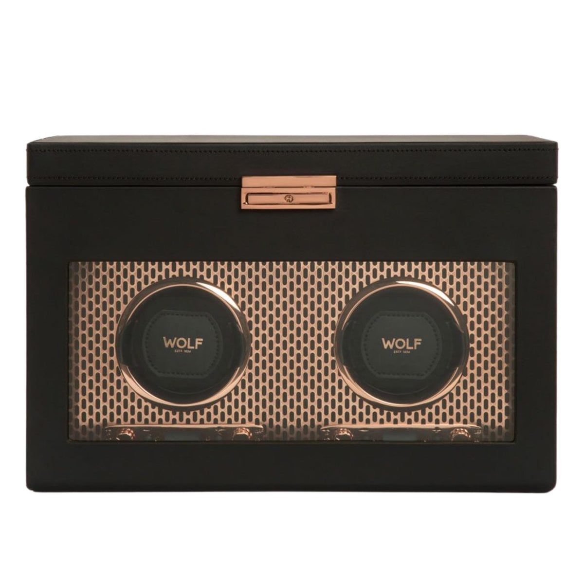 WOLF Axis Copper Double Watch Winder with Storage 469316