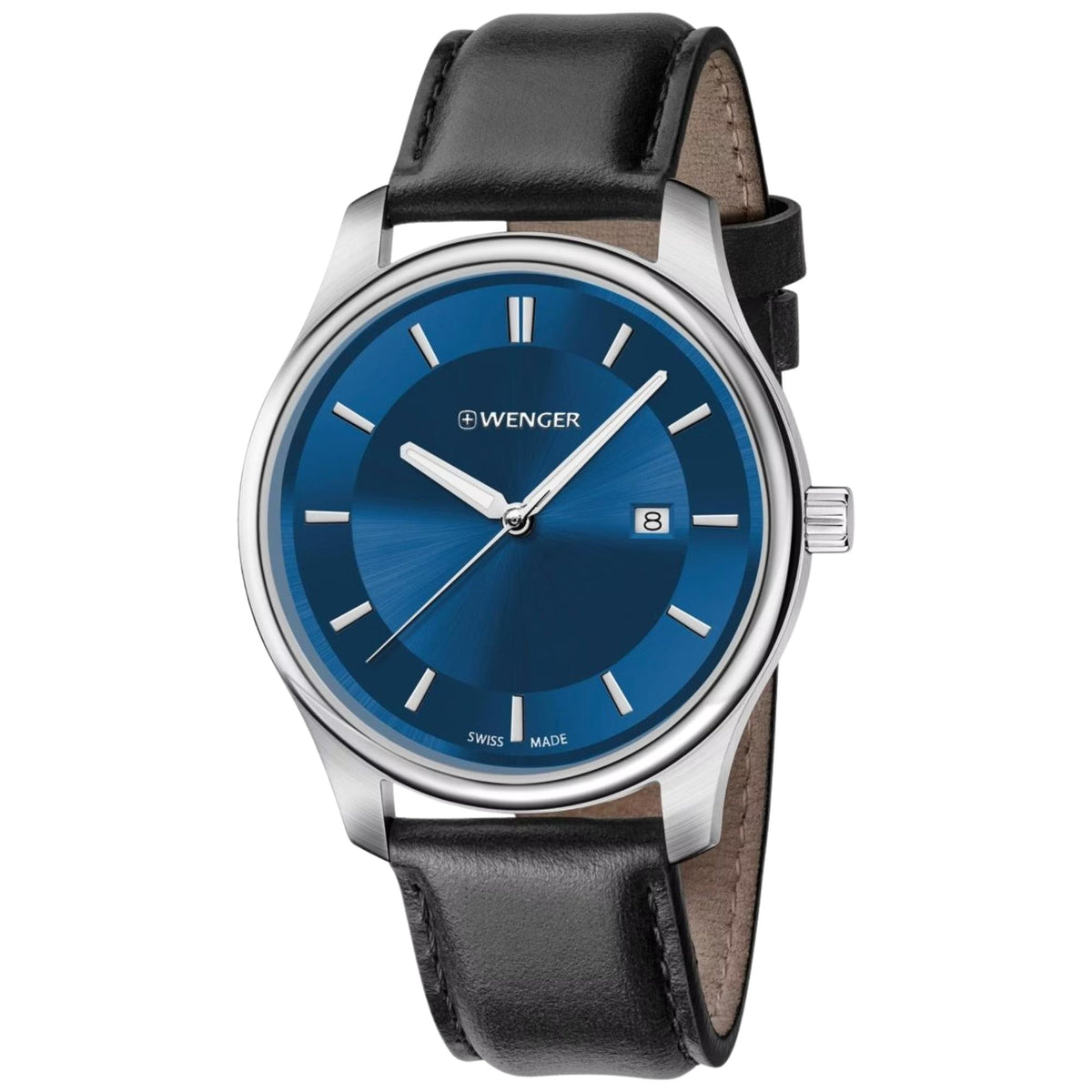 Wenger City Classic 34mm Blue Dial Leather Ladies Quartz Watch 01.1421.112