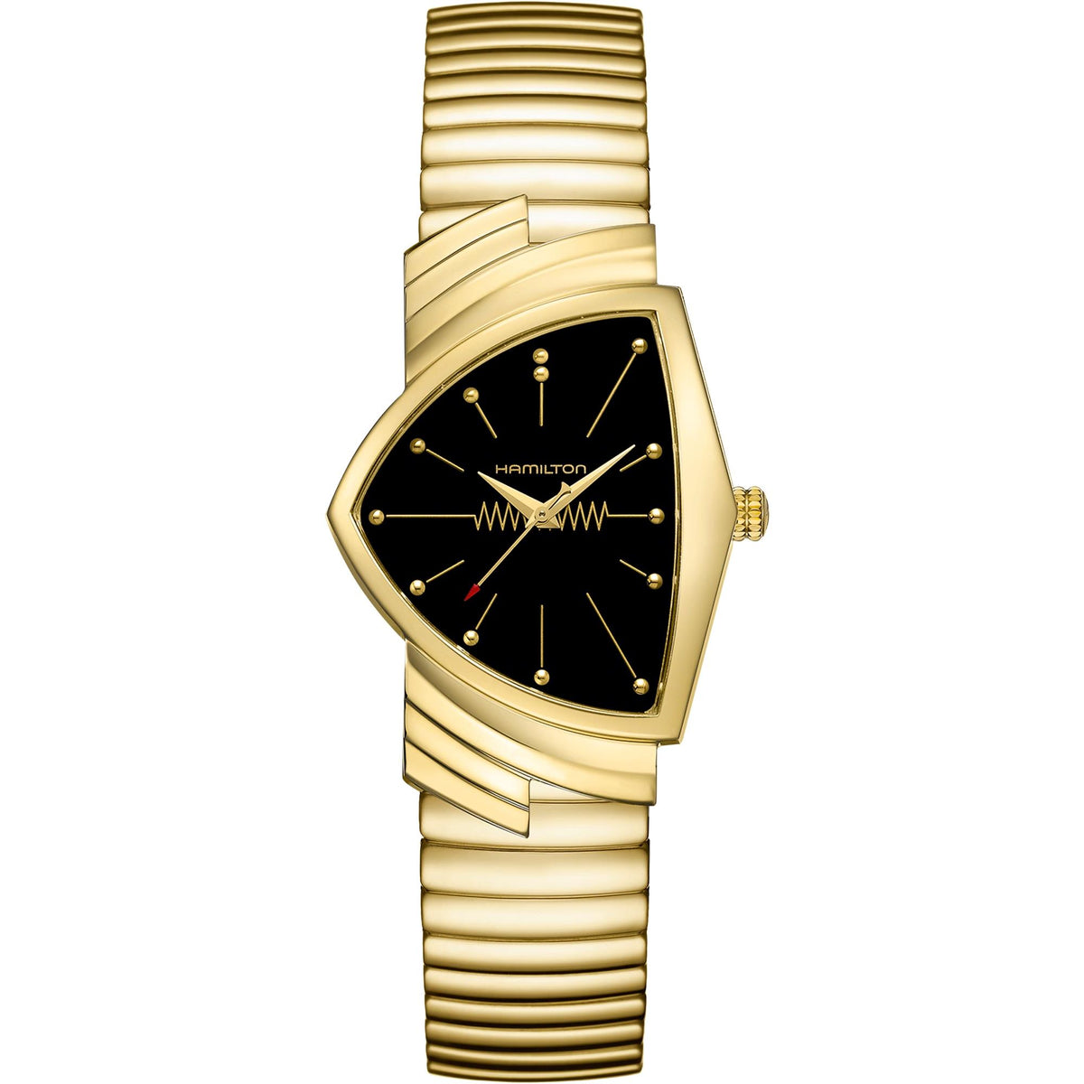 Hamilton Ventura 32mm Black Dial Yellow Gold-Tone Steel Mens Quartz Watch H24301131